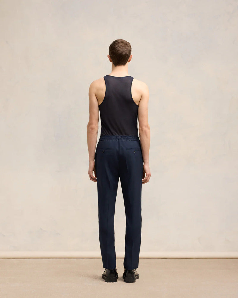 AMI - Pantalon taille elastiquée marine