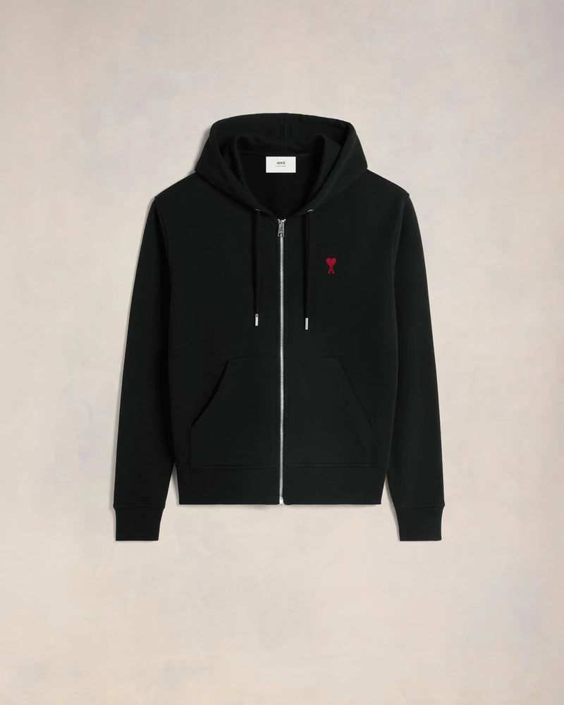 AMI - Hoodie Zippe Ami de Coeur noir