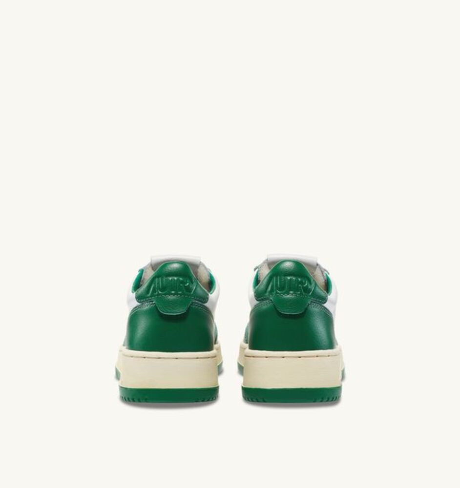 AUTRY - Basket Medalist Bicolor cuir blanc / vert