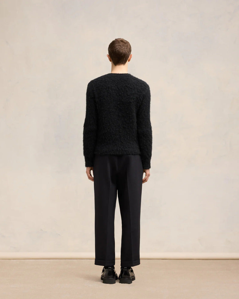 AMI - Pull en Alpaga Mohair brossé noir