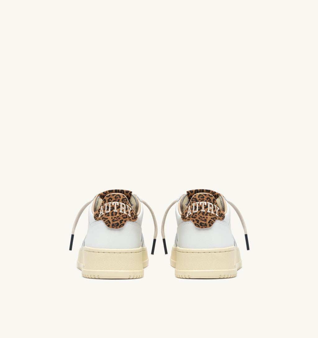 AUTRY - Basket Medalist Low cuir/polace White/leopardPrint