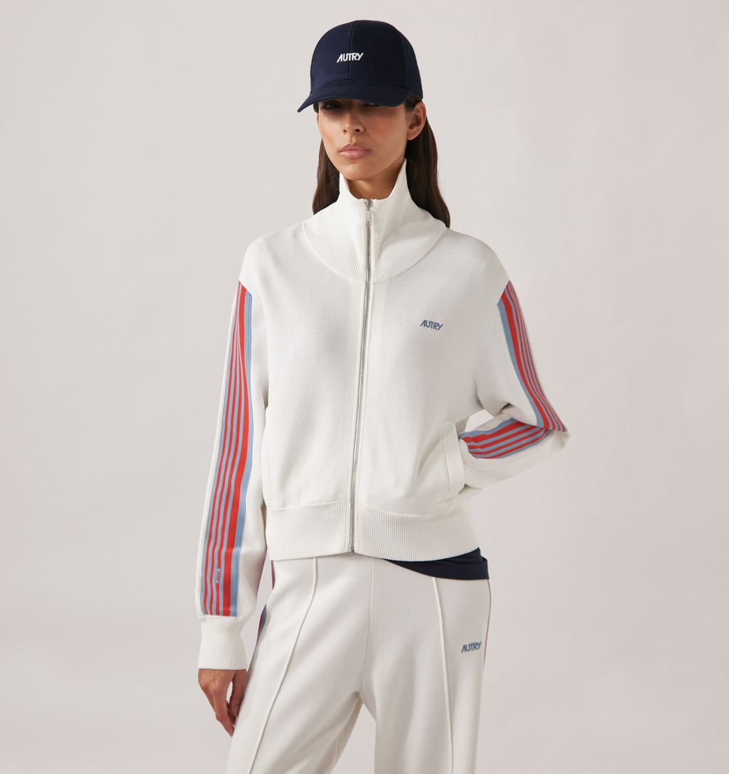 Autry - Veste Femme à fermeture éclair en maille White