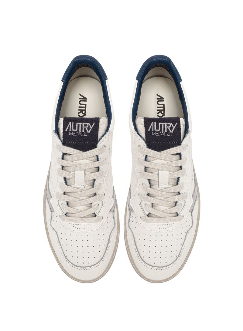 AUTRY - Basket Medalist Low cuir effet éléphant détails Enblue/peris