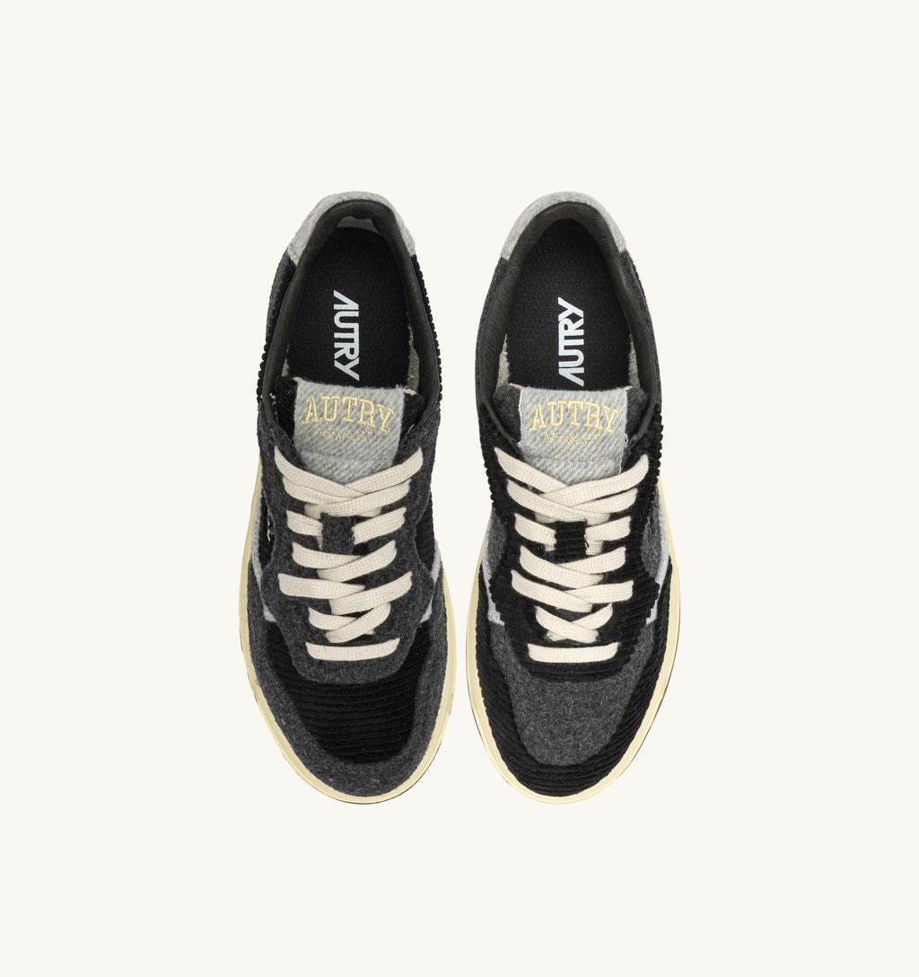 AUTRY - Basket Medalist Low Velvet Corduroy/Slipper/Canvas Phantom/black/Grey