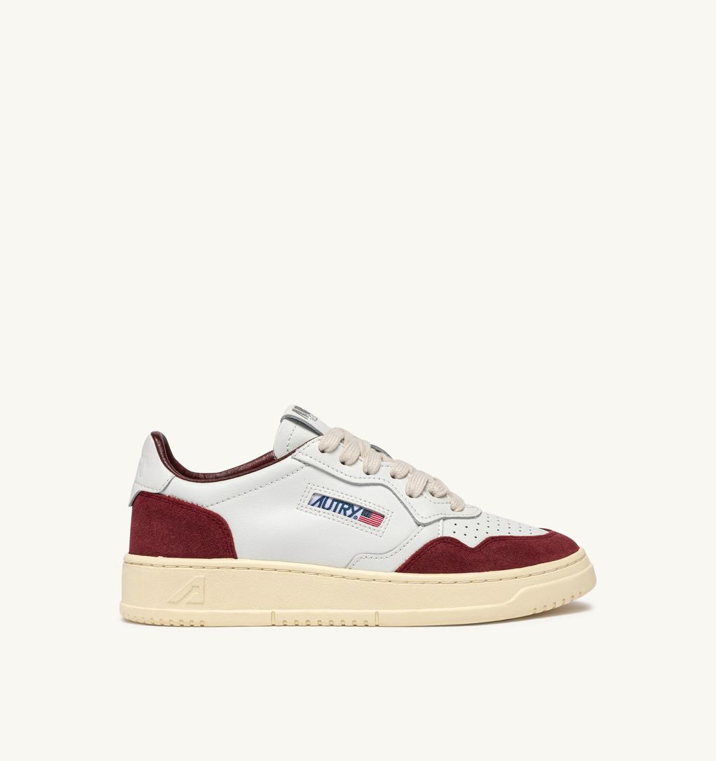 AUTRY - Basket Medalist Low Soft Leather/Suede White/Bordeaux
