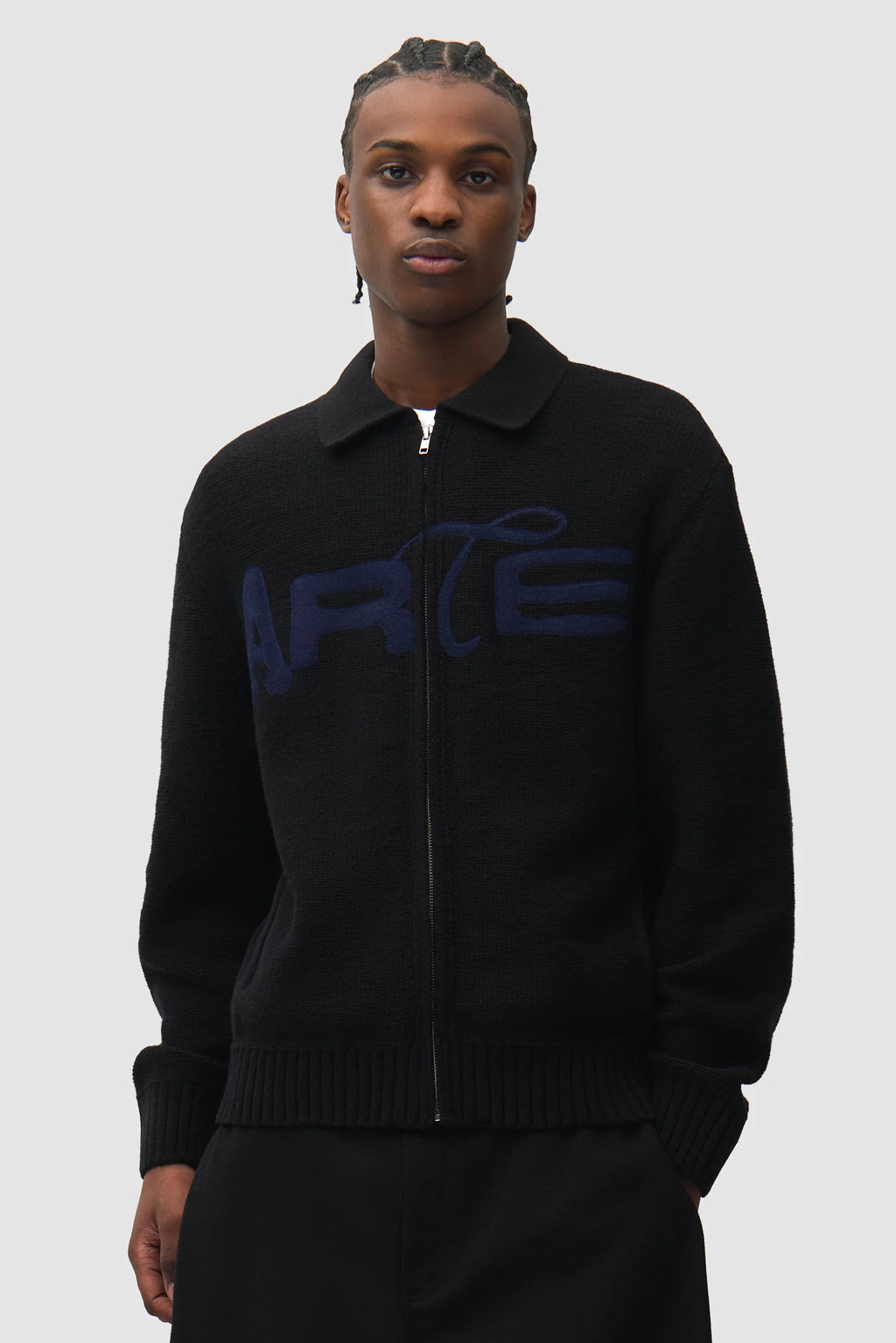 Arte - Cardigan Stencil Zip Black