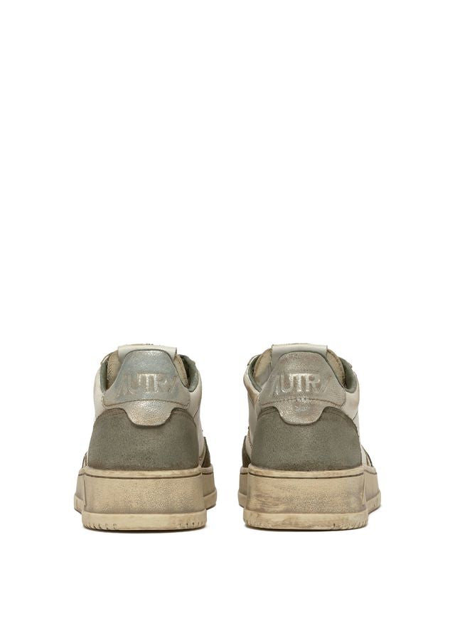 AUTRY - Basket Medalist Super Vintage Leather/suede Lizard/Silver