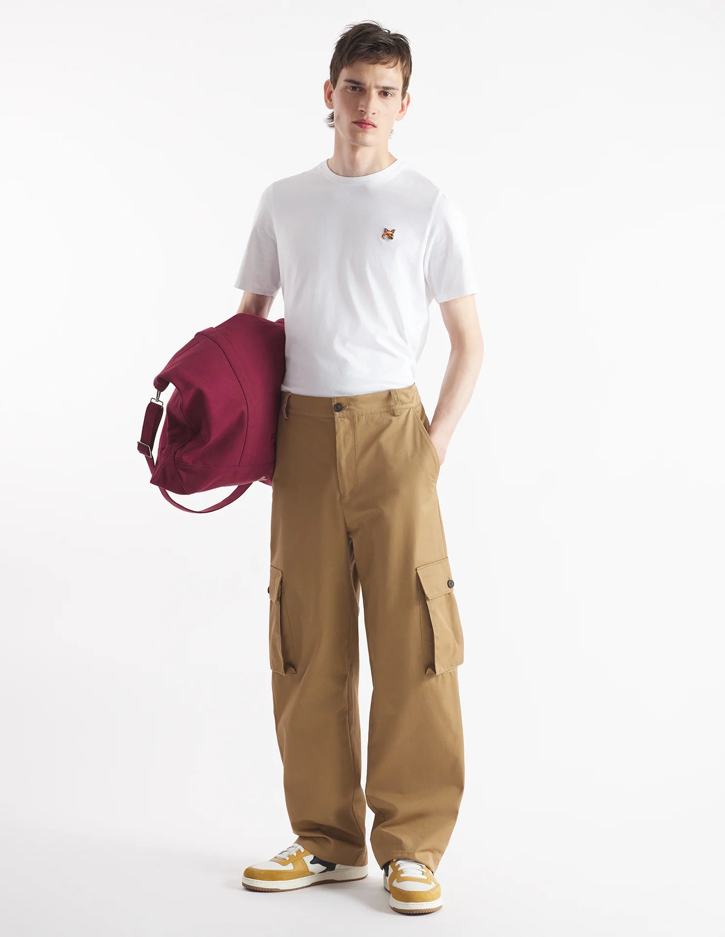 MAISON KITSUNÉ - Tee-shirt Fox head patch regular white