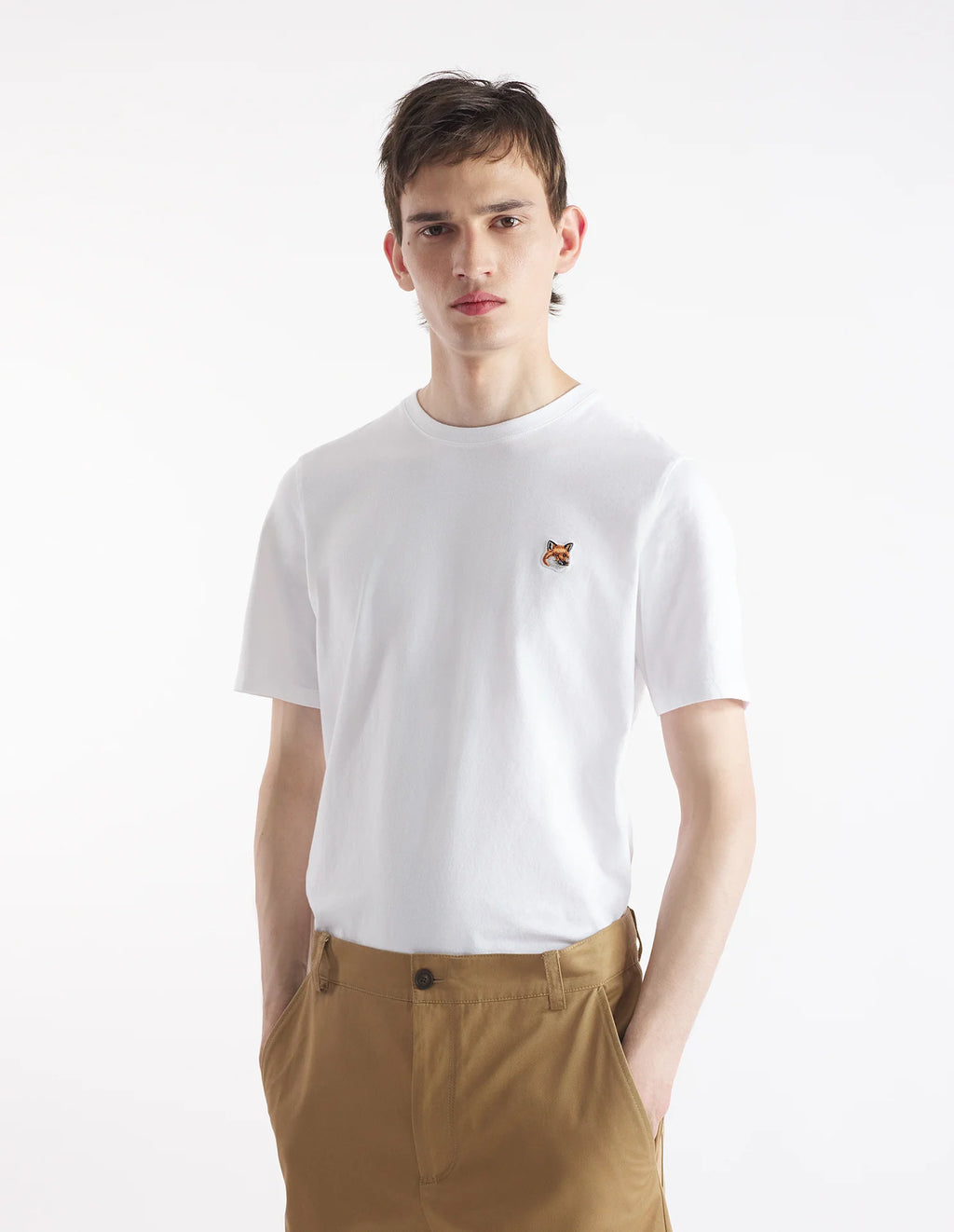 MAISON KITSUNÉ - Tee-shirt Fox head patch regular white