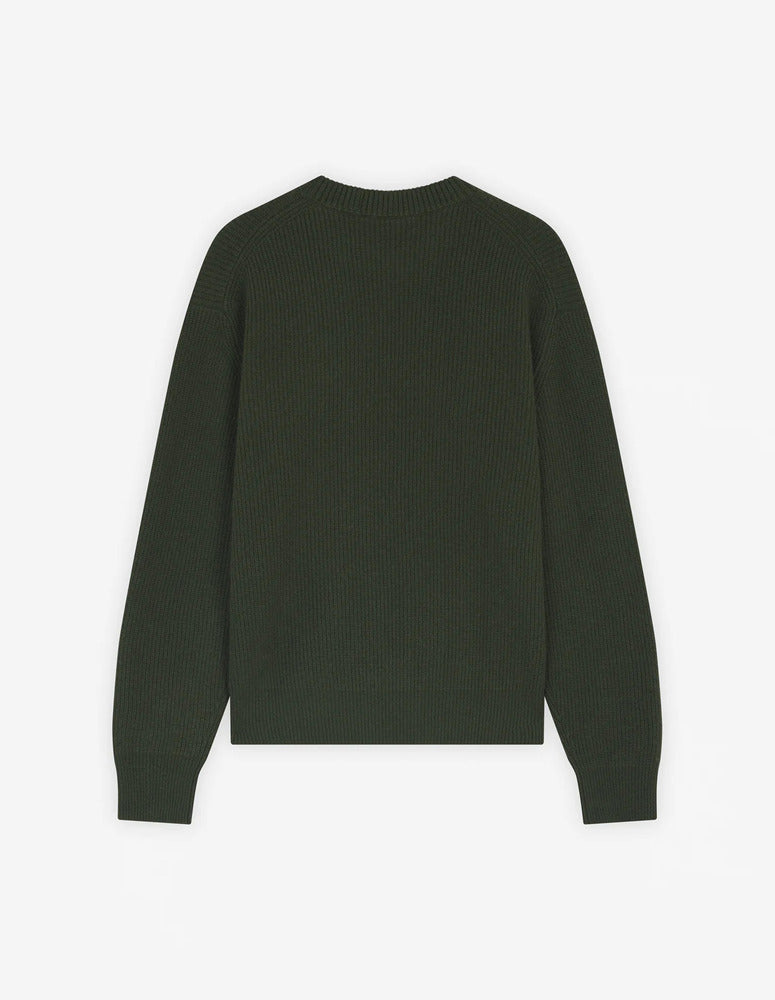MAISON KITSUNÉ - Pull Bold Fox Head Oatch comfort ribbed jumper Ranger green