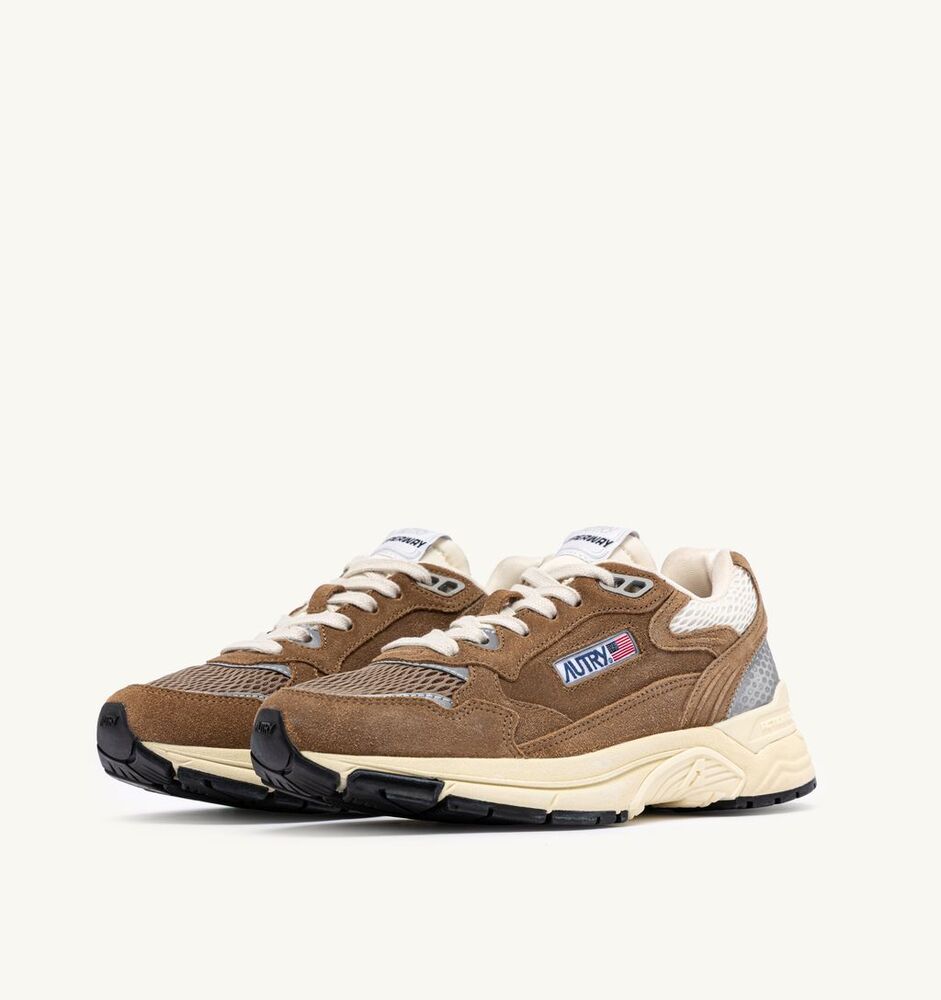 AUTRY - Basket Hyperway Suede/Mesh Cigare et Argent