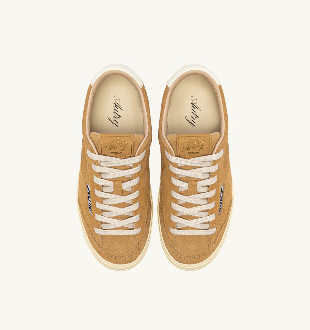 Autry - Windscape low en daim Cuivre et Marshmallow