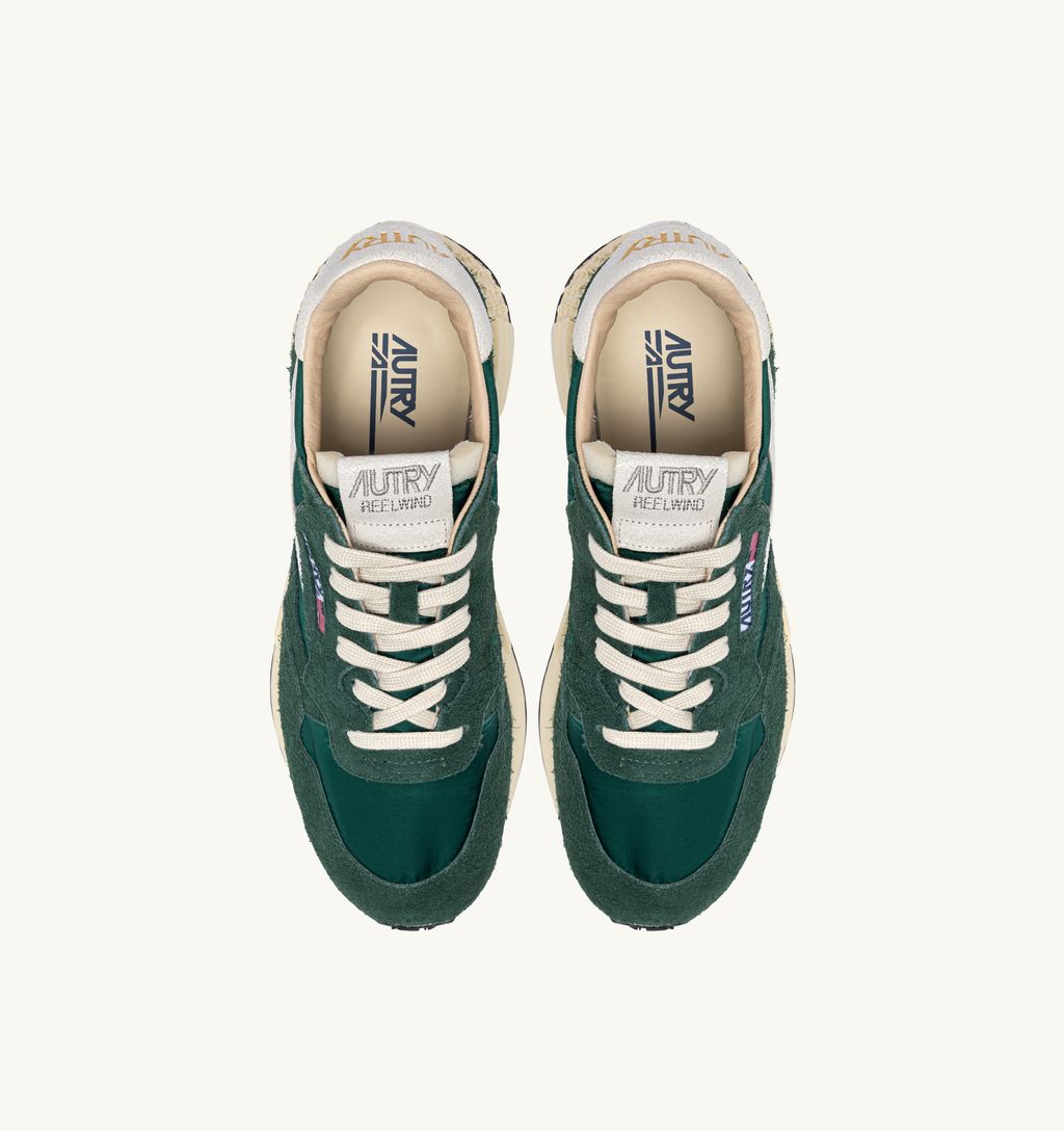 AUTRY - Basket Reelwind en nylon et daim Space Bottle Green