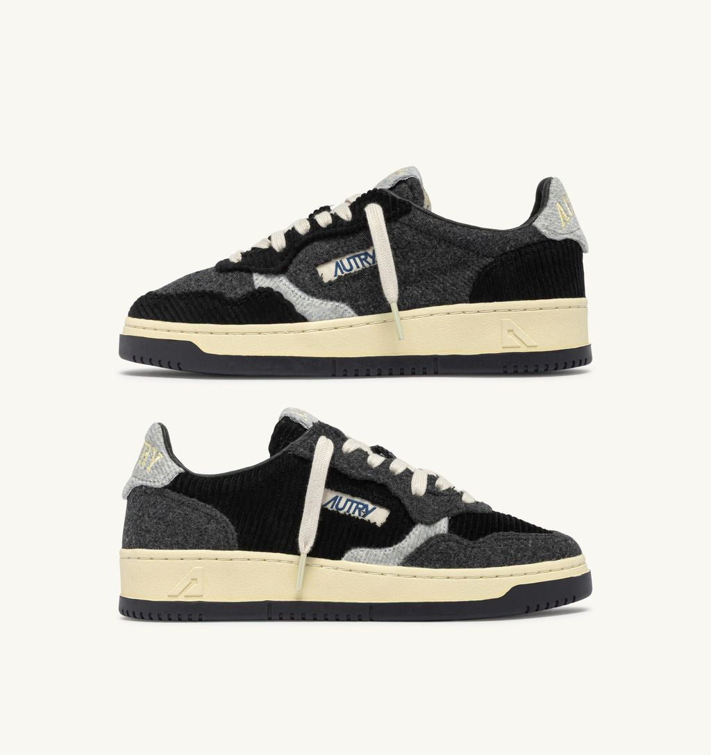 AUTRY - Basket Medalist Low Velvet Corduroy/Slipper/Canvas Phantom/black/Grey