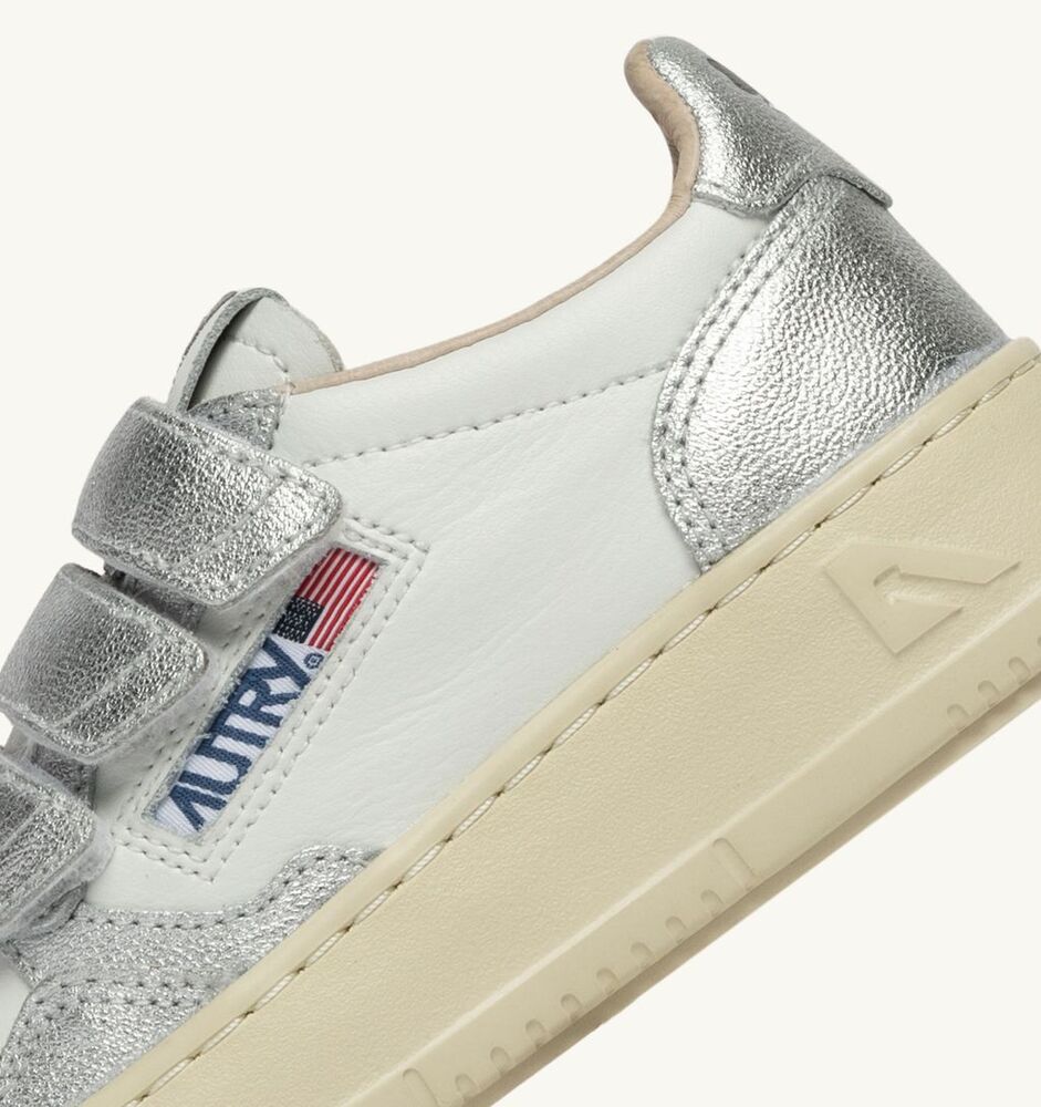 AUTRY - Basket KIDS Medalist Stripes Bicolore Blanc et Argent