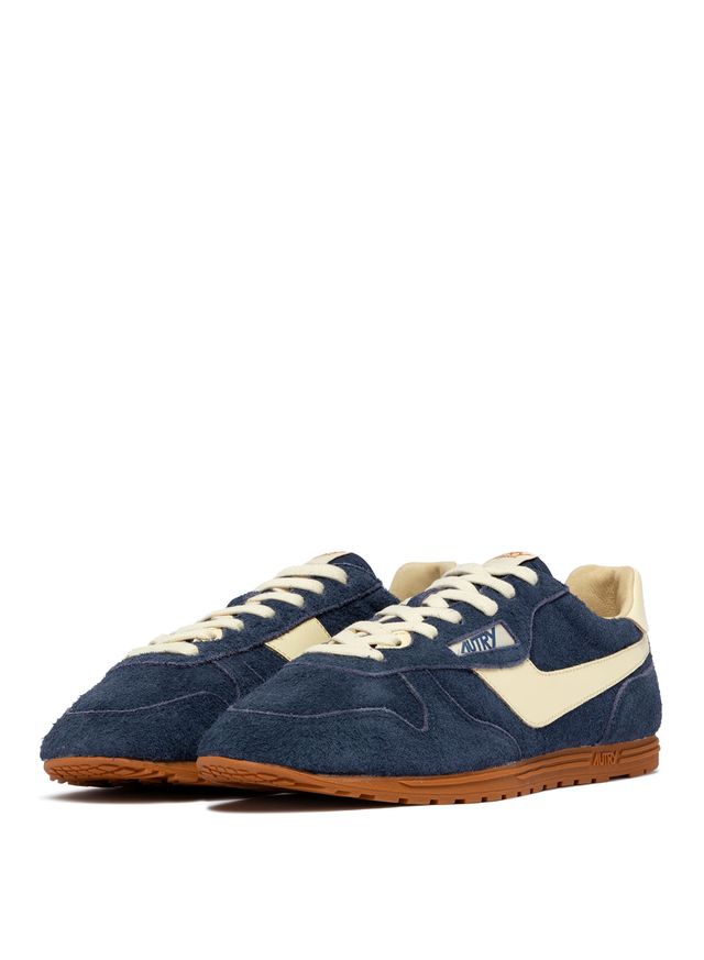 AUTRY - Basket Windspin en daim et cuir Bluet et rutabaga