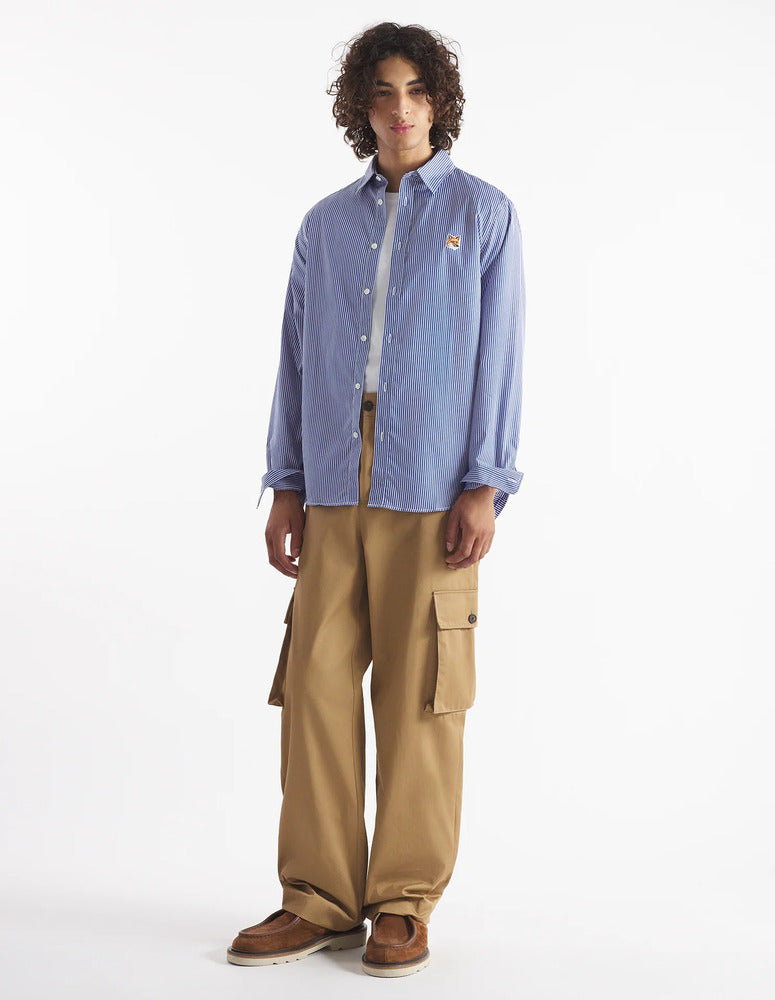 MAISON KITSUNÉ - Chemise Fox Head classic striped navy