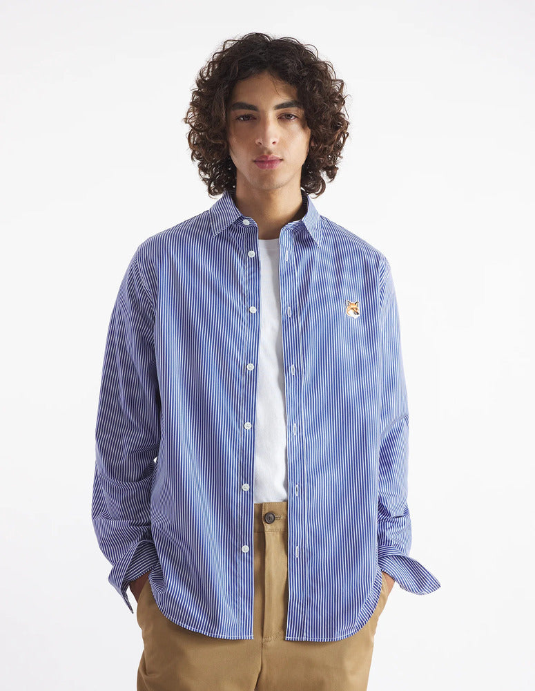 MAISON KITSUNÉ - Chemise Fox Head classic striped navy