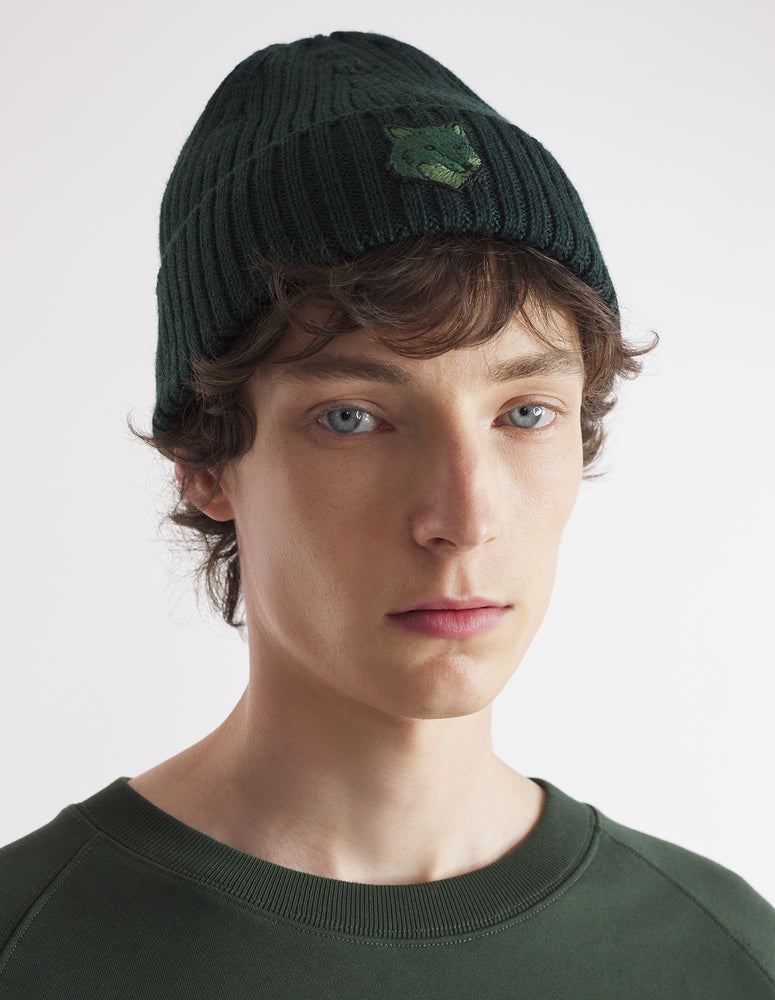 MAISON KITSUNÉ - Bonnet Bold Fox head ranger green