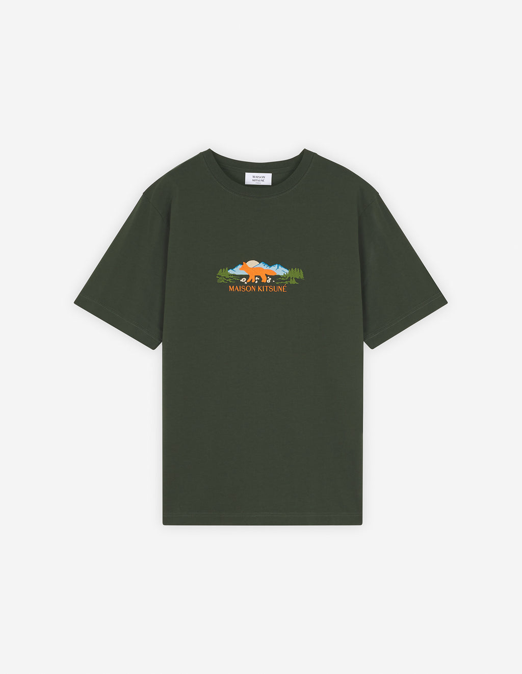 MAISON KITSUNÉ - Tee-shirt Outdoor Profile Fox Comfort ranger green