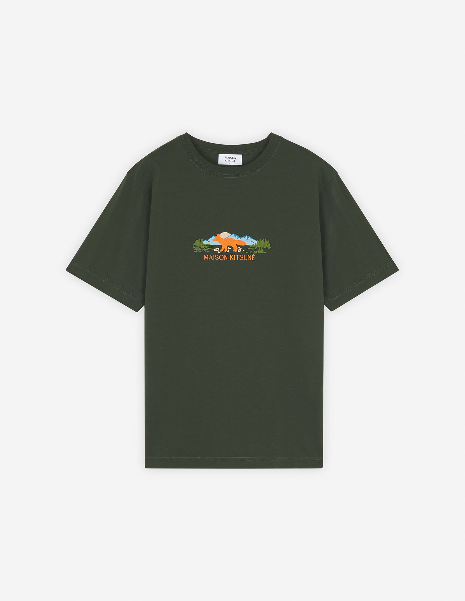 MAISON KITSUNÉ - Tee-shirt Outdoor Profile Fox Comfort ranger green