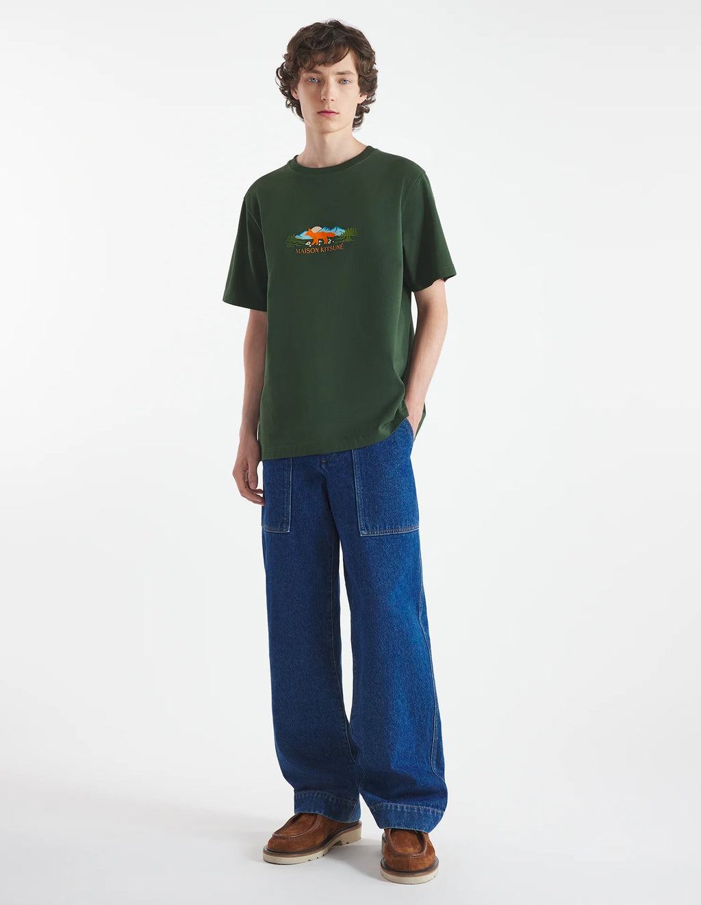 MAISON KITSUNÉ - Tee-shirt Outdoor Profile Fox Comfort ranger green