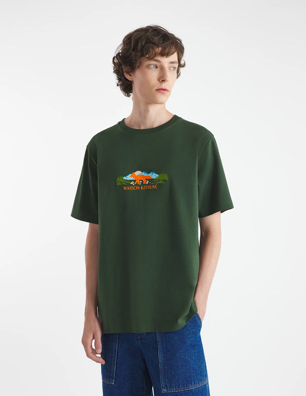 MAISON KITSUNÉ - Tee-shirt Outdoor Profile Fox Comfort ranger green