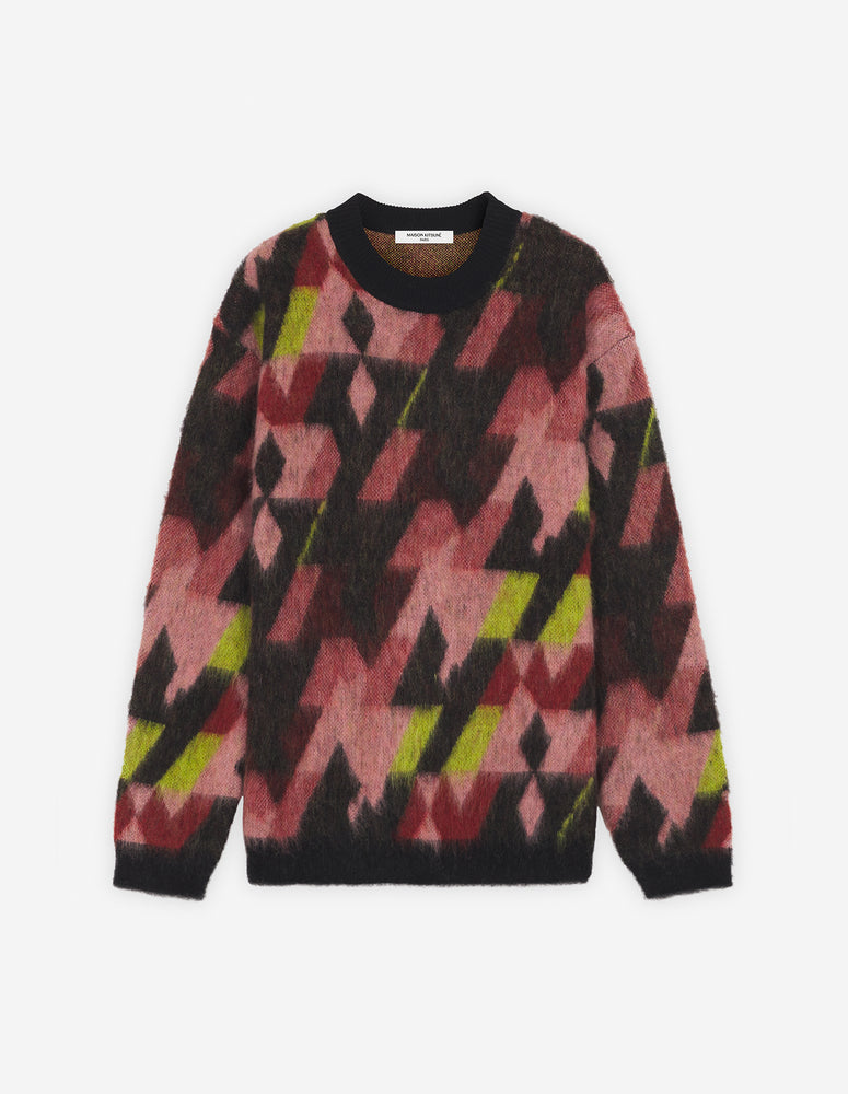 MAISON KITSUNÉ - Pull Graphic mohair jacquard pecan/pasture rose