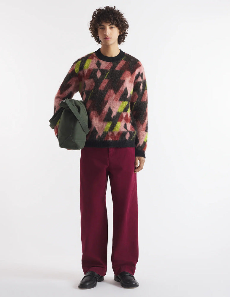 MAISON KITSUNÉ - Pull Graphic mohair jacquard pecan/pasture rose