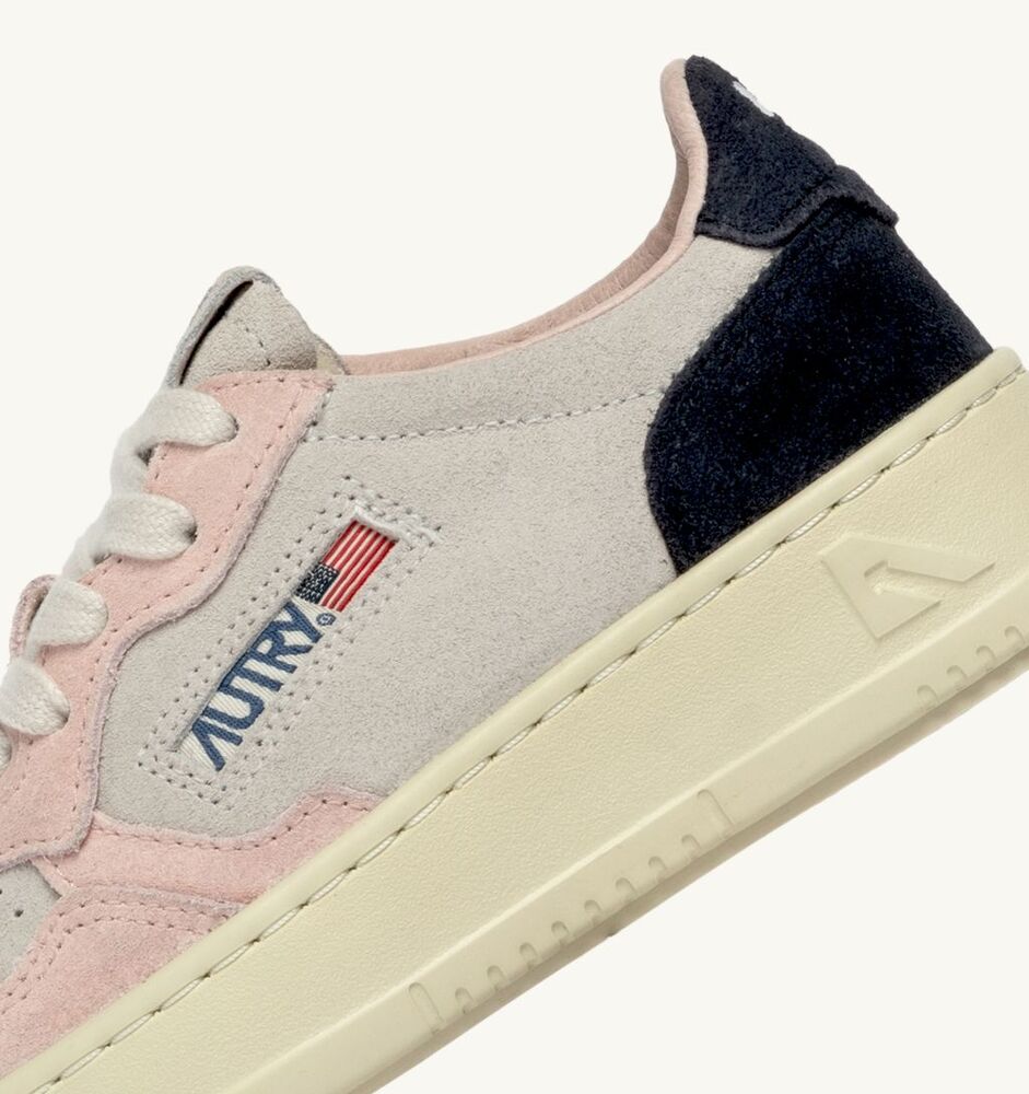 AUTRY - Basket KIDS Medalist en daim Atlantic Blanc et Rosemarie