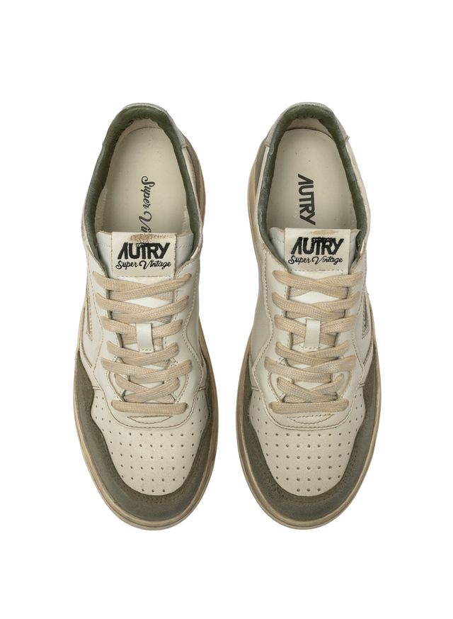 AUTRY - Basket Medalist Super Vintage Leather/suede Lizard/Silver