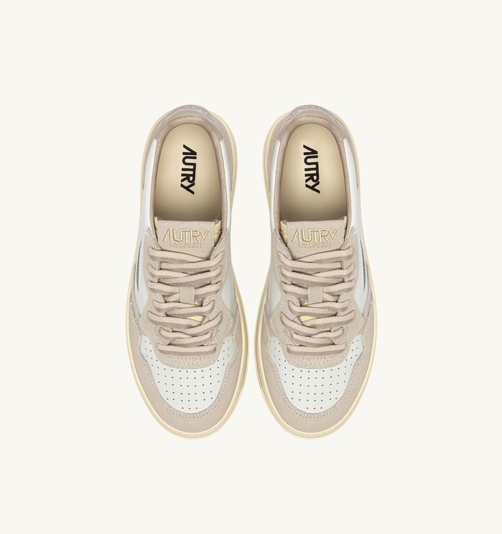 AUTRY - Basket Medalist Low cuir Suede Bicolor White/FeatherGray