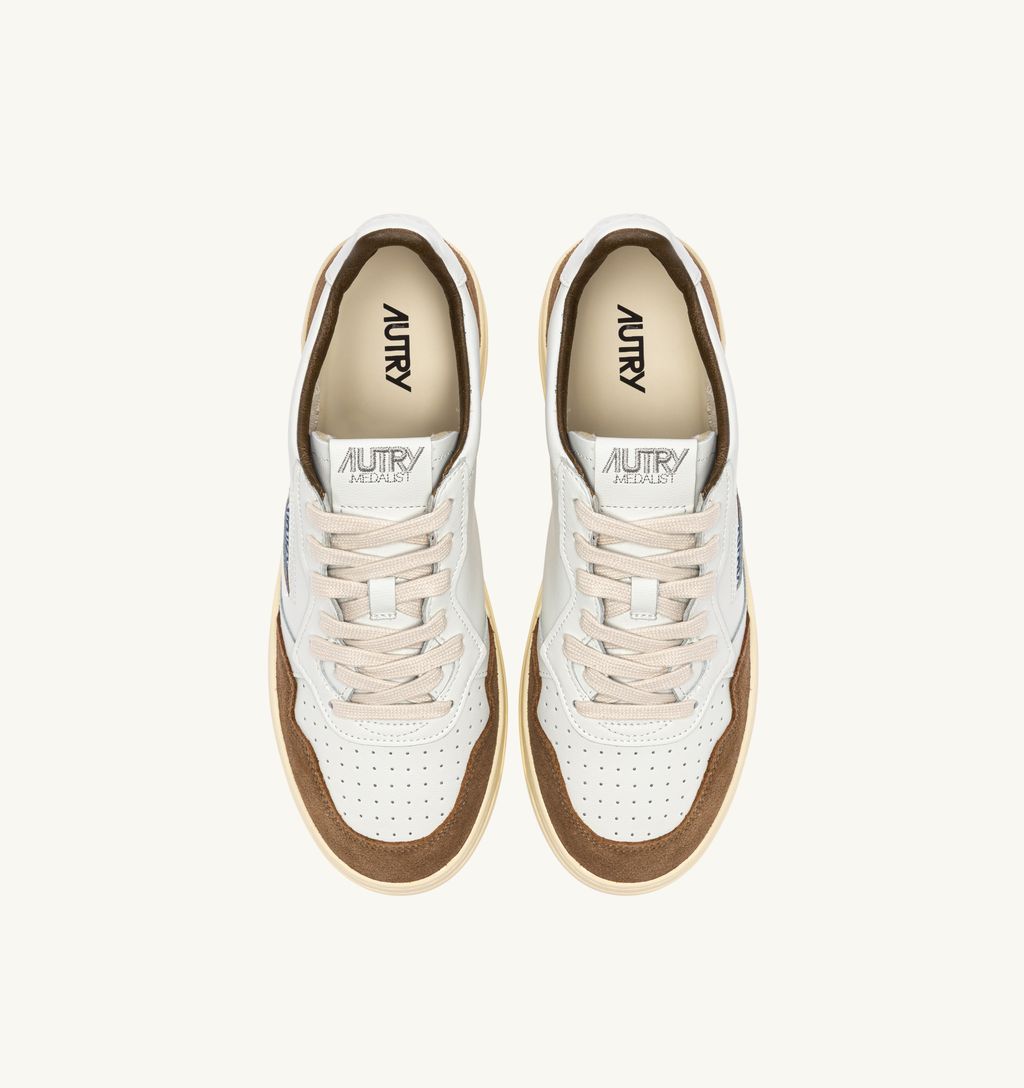 AUTRY - Basket Medalist Low Soft Leather/Suede White/Tabac
