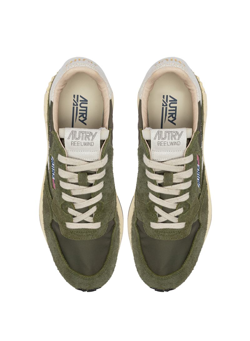 AUTRY - Basket Reelwind en daim et nylon White/ Sage