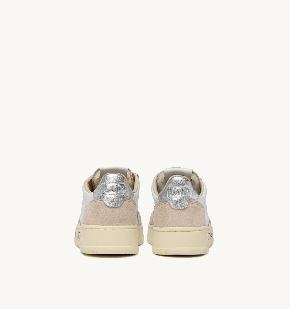 AUTRY - Basket Medalist cuir et daim Blanc et Argent Game Set Match