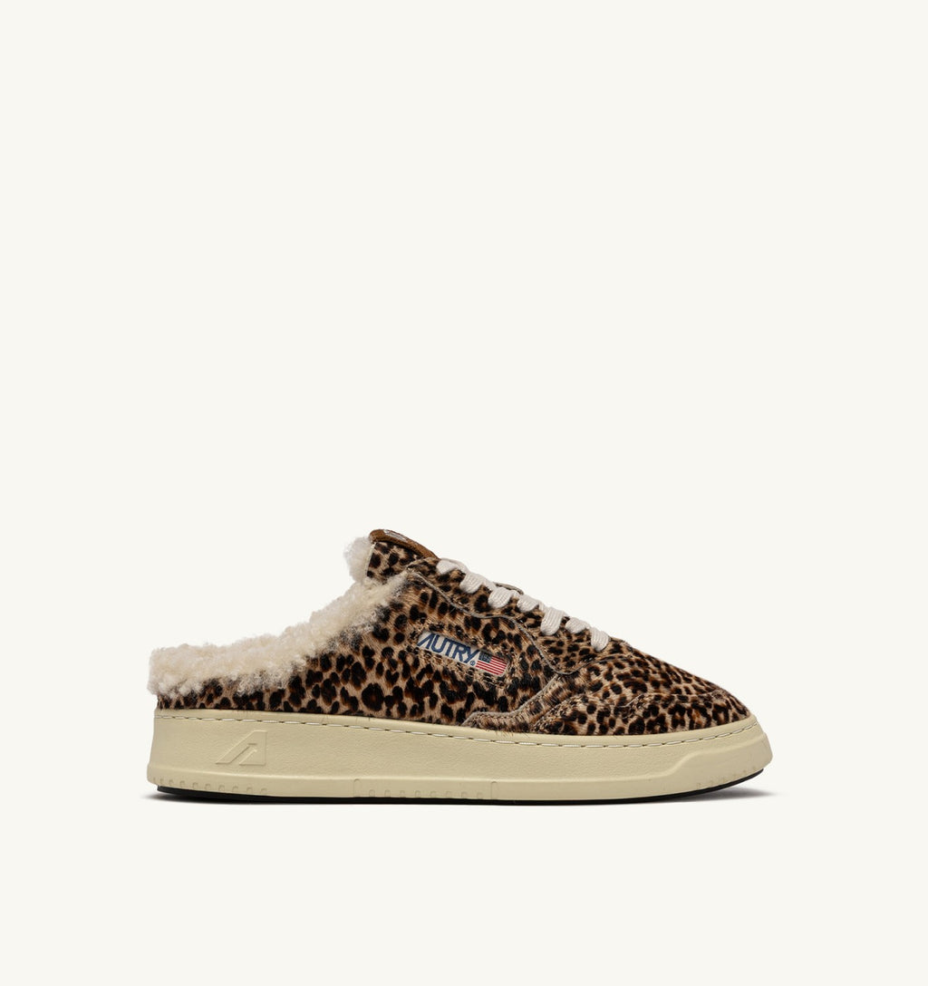 Autry - Basket Medalist Mule effet pony leopard et sheraling