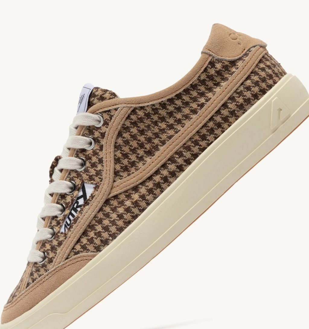Autry - Basket Windscape Tissu et Daim Pied de Poule Marron et Beige