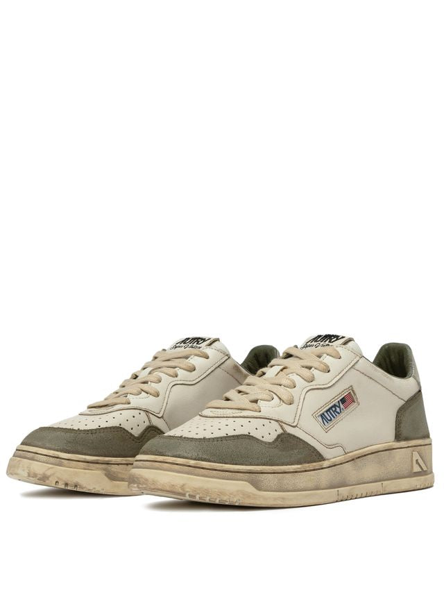 AUTRY - Basket Medalist Super Vintage Leather/suede Lizard/Silver