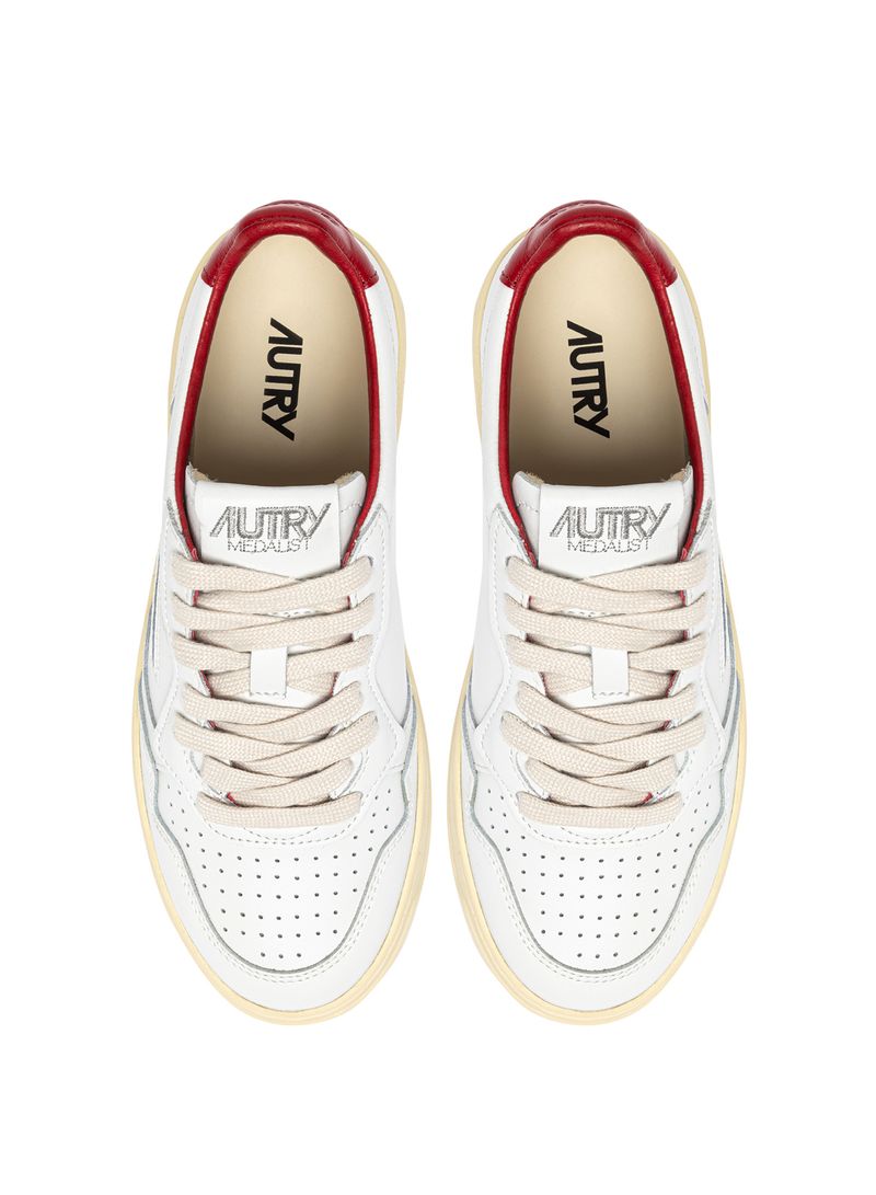 AUTRY - Basket Medalist Low Game Set Match cuir blanc / rouge