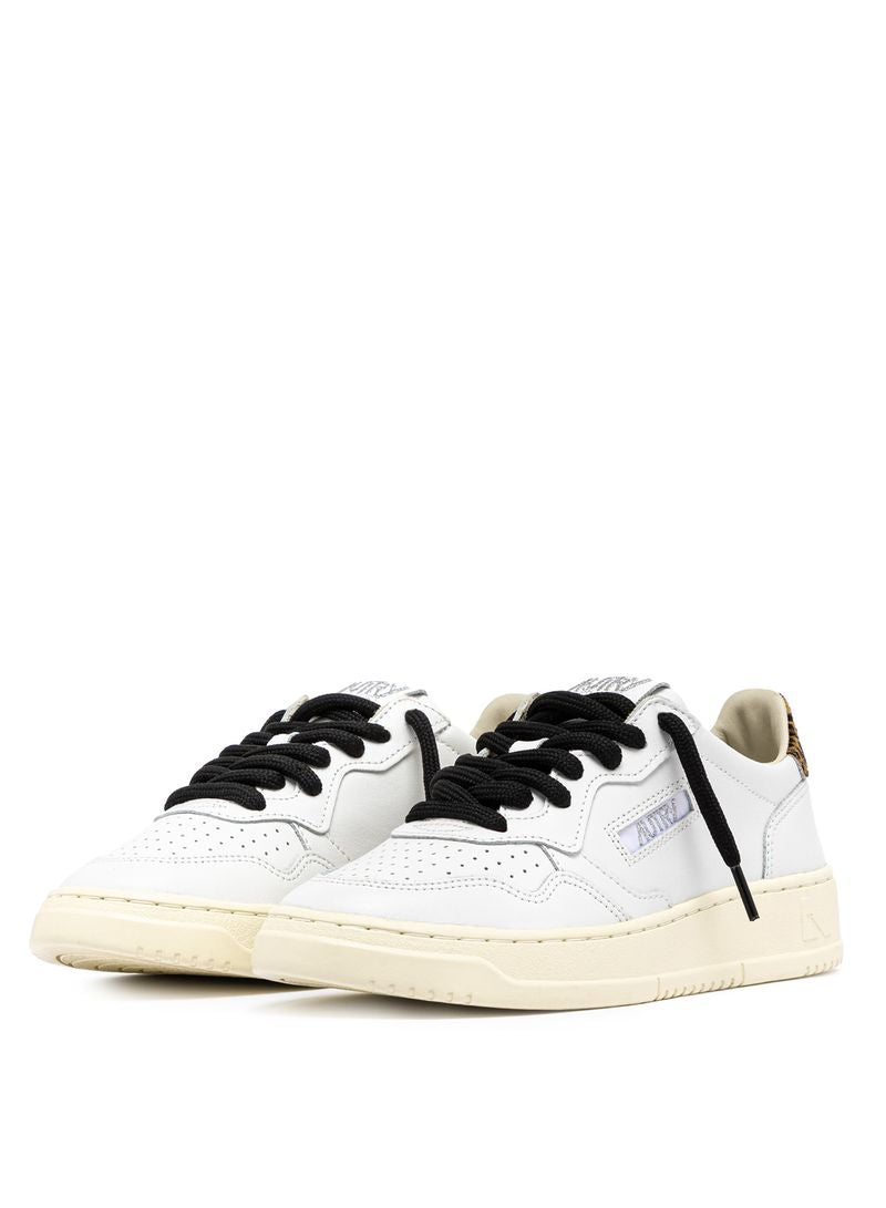 AUTRY - Basket Medalist Low cuir/polace White/leopard