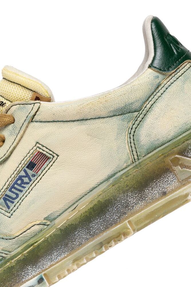 AUTRY - Basket Medalist Super Vintage en Cuir Wood Ash et Greener Pastures