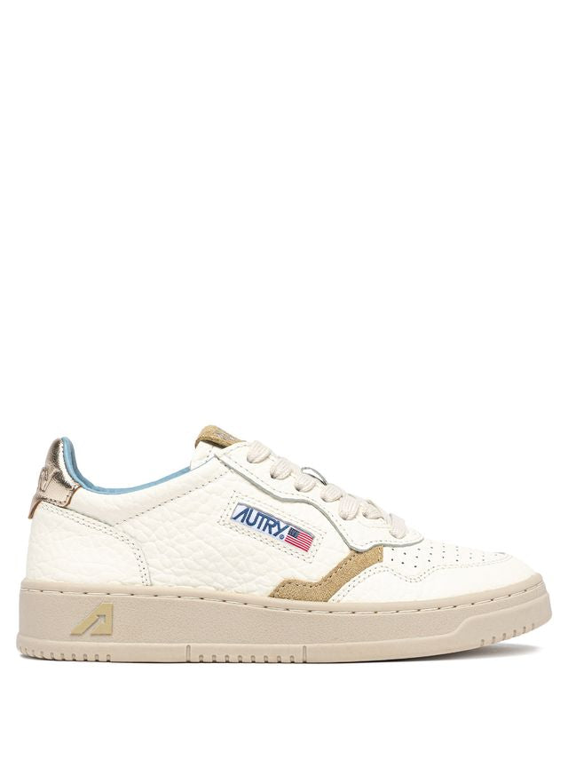 AUTRY - Basket Medalist Low cuir effet éléphant détails  black / platine / Spon