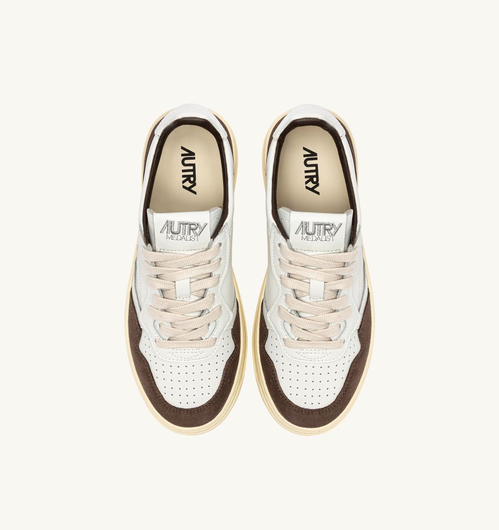 AUTRY - Basket Medalist Low Soft Leather/Suede White/Mogano