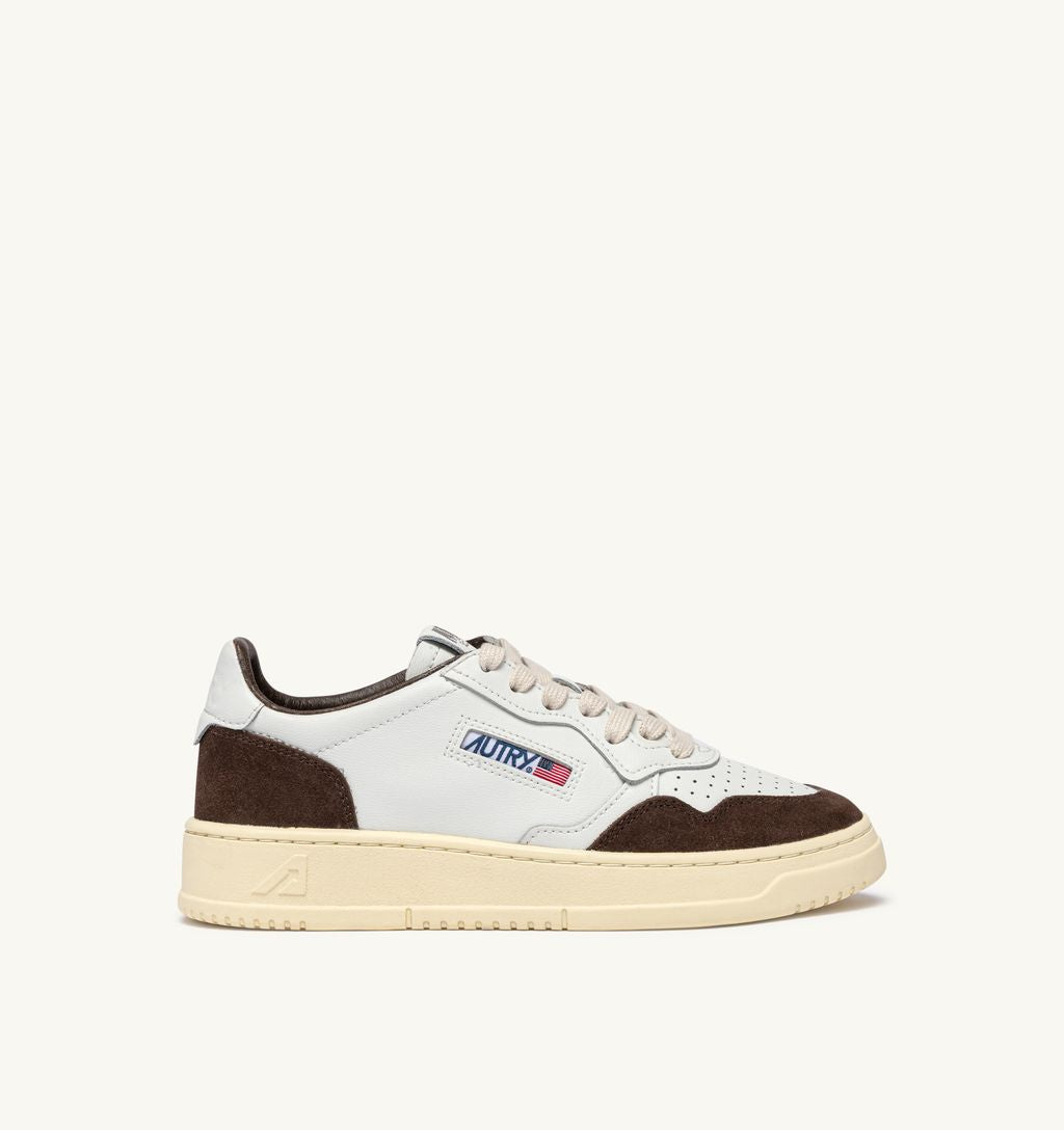 AUTRY - Basket Medalist Low Soft Leather/Suede White/Mogano