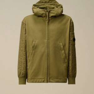 C.P. Company - Hooded Sweatshirt Diagonal Raised Fleexe Mixed Elmwood Green