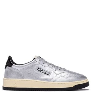 AUTRY - Basket Medalist Low en Cuir Argent et Noir