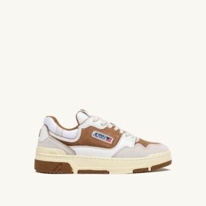 AUTRY - Basket CLC en cuir Blanc et Cigar