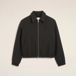 AMI - Blouson Zippé en laine Ami de Coeur Anthracite