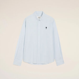 AMI - Chemise Ami de Coeur Rayée Bleu Ciel/Blanc Naturel