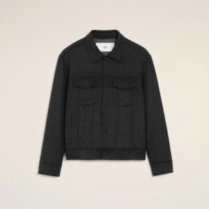 AMI - Veste Trucker en Laine Anthracite